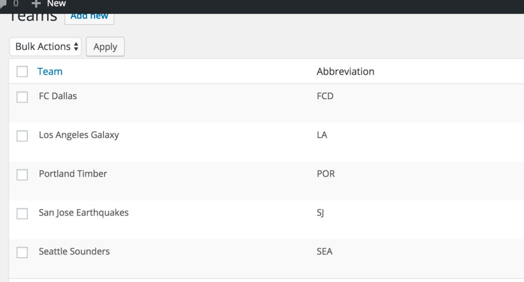 Developer view of Sports Bench backend