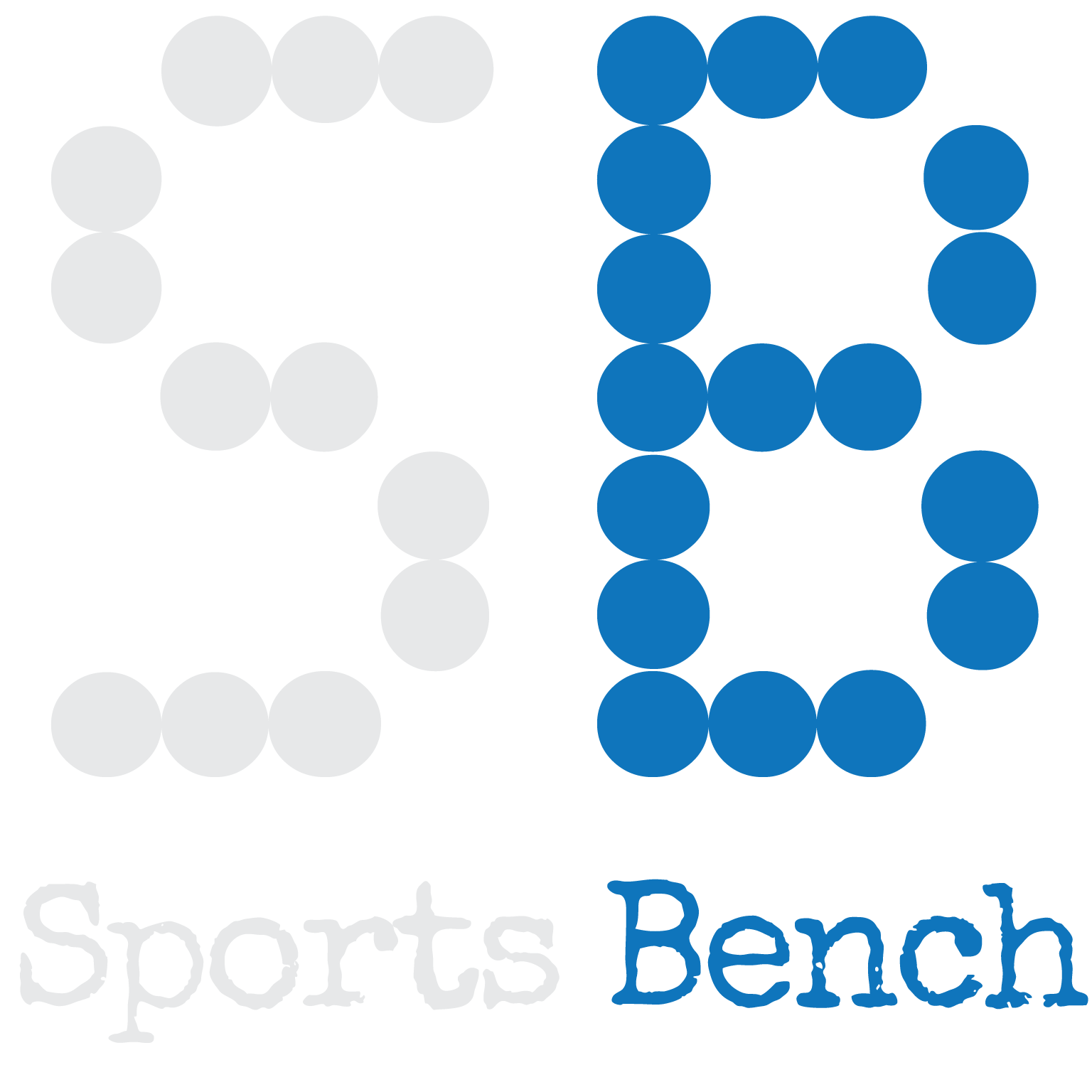 Sports Bench Logo with text and white and light blue text