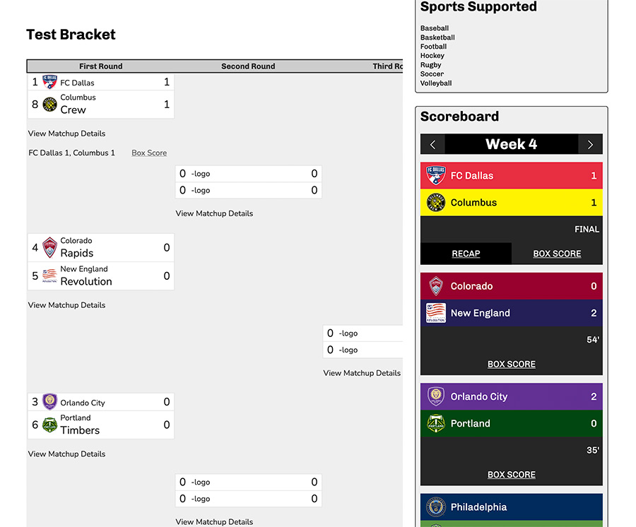 Screenshot of a Sports Bench bracket embedded in a page